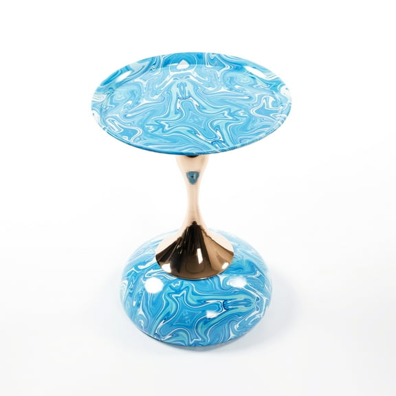 Blue Tail Coffee Desk - Metal Round Table For Office Use Cocktail Bedroom