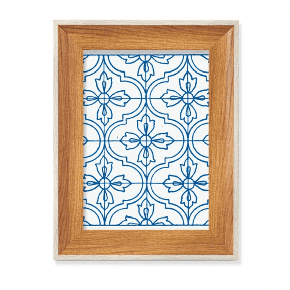 Blue Talavera Decorative Pattern Ilustration Desktop Wooden Photo Frame Display Picture Art Painting Multiple Sets