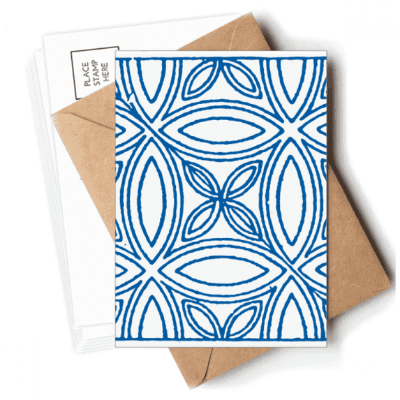 Blue Talavera Ilustration Decorative Pattern Postcards Envelopes Blank Note Cards Mailing