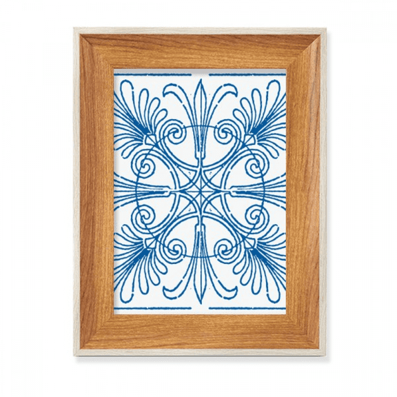 Blue Talavera Style Decorative Pattern Desktop Wooden Photo Frame Display Picture Art Painting Multiple Sets