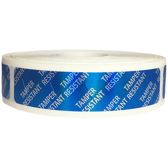 Blue Tamper Resistant Evident Labels | 0.75" x 3.5" Inch Rectangle | 500 Pack