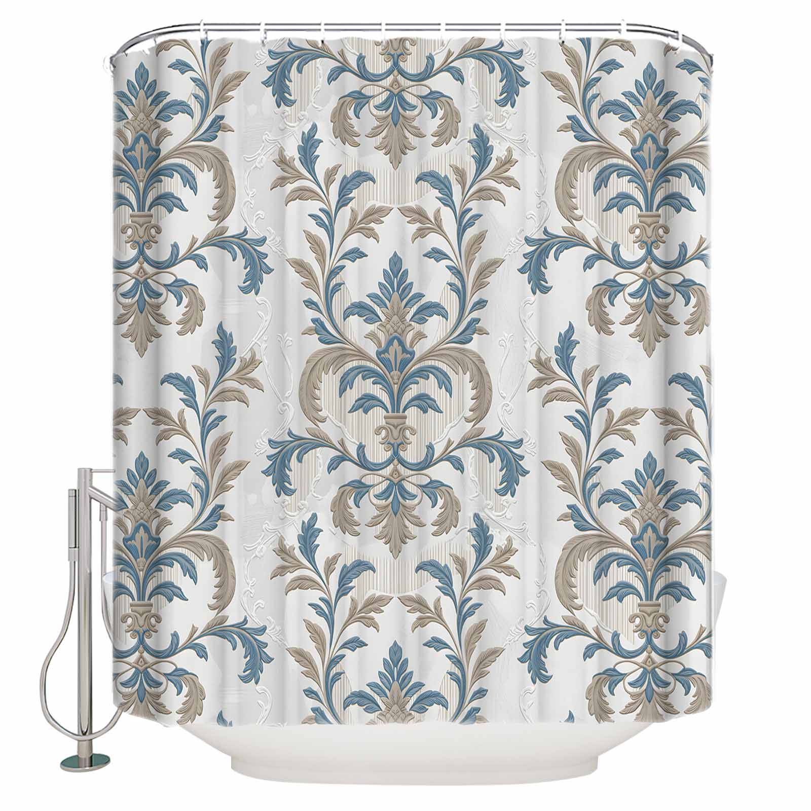Blue And Tan Shower Curtain
