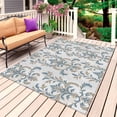 thumbnail image 1 of Blue Tan Flower Outdoor Rug for Patio/Deck/Porch, Non-Slip Large Area Rug 5 x 7 Ft, Abstract Vintage Ethnic Tribal Boho Indoor Outdoor Rugs Washable Area Rugs, Reversible Camping Rug Carpet Runner, 1 of 8
