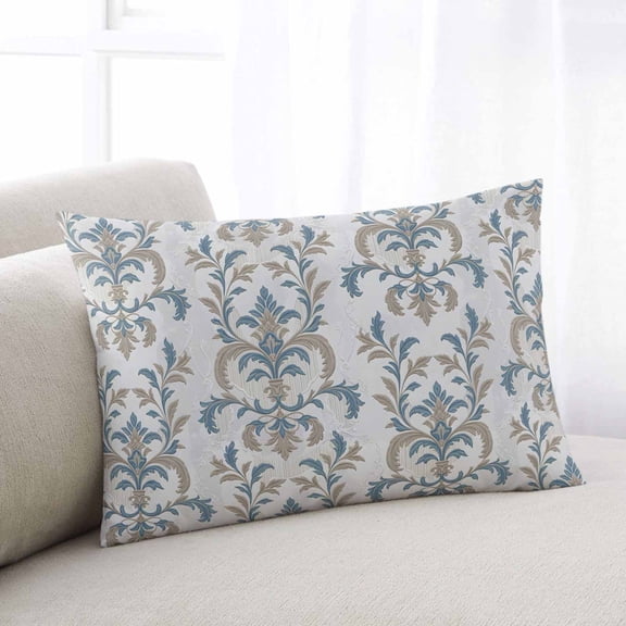 Blue Tan Flower Oversized Pillow Covers, Abstract Vintage Ethnic Tribal Boho Soft Throw Pillow Cases with Invisible Zipper, Decorative Pillowcase Pillows Protectors for Sofa Bed Couch 24"x36"