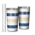 thumbnail image 1 of Blue Tan and White 10oz Tumblers Stainless Steel Tumbler with Lid and Straw,Vacuum Insulated Double Wall Travel Tumbler Cups with Cleaning Brush for Coffee, Tea, 1 of 4