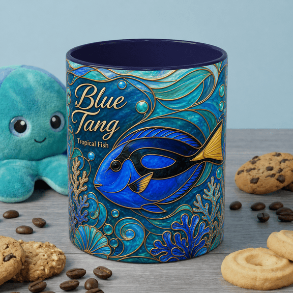Blue Tang Mug Colorful Tropical Fish Coffee Cup for Ocean Life Lovers & Gifts