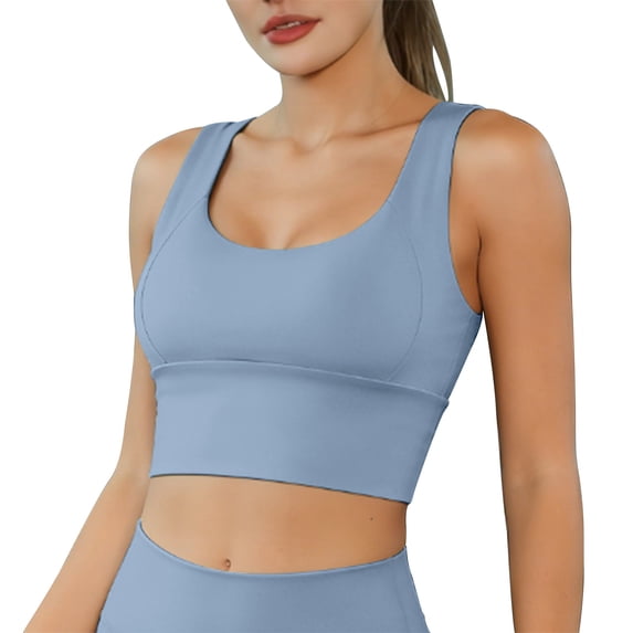 Blue Tank Tops for Women High Impact U Back Sports Bras for Women Wirefree In Padding Breathable for Running Yoga Gym