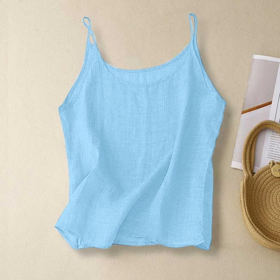Blue Tank Tops for Womens Sleeveless Basic Cami for Yoga Workout & Layering