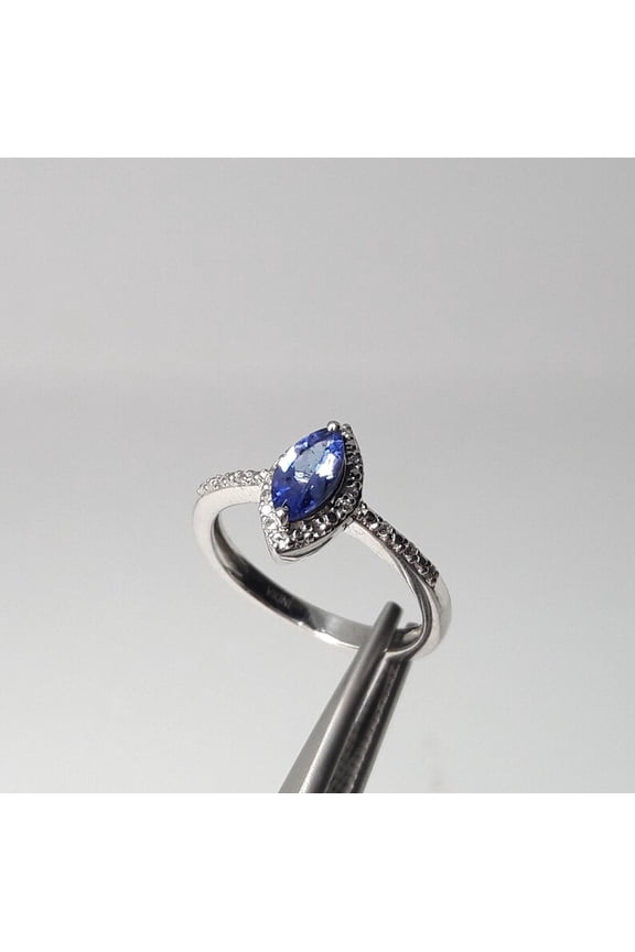 Blue Tanzanite Engagement Ring, Vintage Tanzanite Ring, Antique Tanzanite Halo Ring, Tanzanite Ring Women,Estate Tanzanite Promise Ring