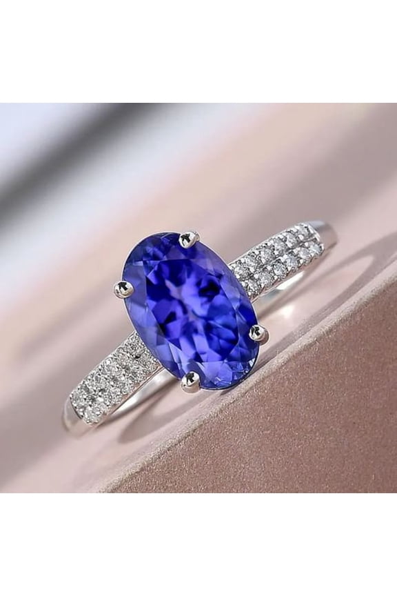 Blue Tanzanite Engagement Ring, Vintage Tanzanite Ring, Antique Tanzanite Halo Ring, Tanzanite Ring Women,Estate Tanzanite Promise Ring