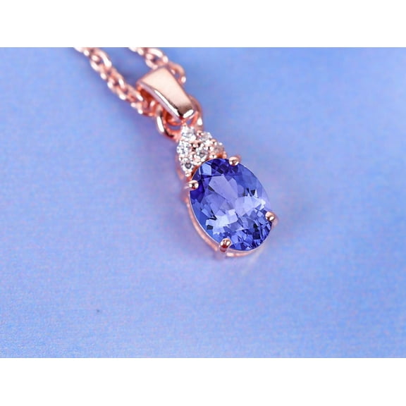 Blue Tanzanite Necklace Pendan Wedding Chain Silver Gold gifts For Daughter women