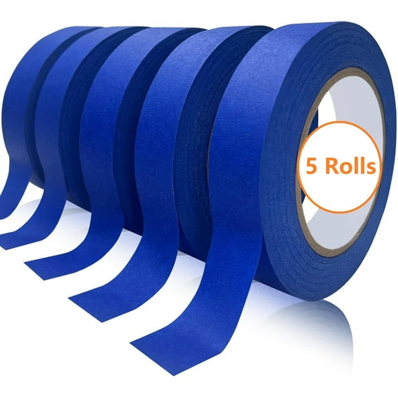 Blue Tape Painters Tape, 5 Rolls Premium General Purpose Masking Tape Painter's Tape (0.94-Inch x 60.1 Yards), Paint Tapes for Walls Painting, DIY Crafts, Arts, Decoration, Removes Easily, No Residue