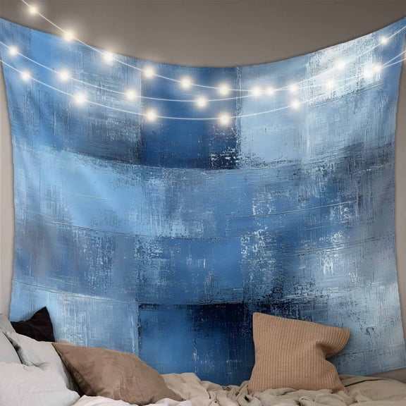 Blue Tapestry for Bedroom Wall Hanging Tapestry, Ombre Oil Painted Retro Abstract Art Modern Ceiling Backdrop Tapestries Poster Blanket Wall Decor for Teens Room Living Room Dorm 59" x 90"