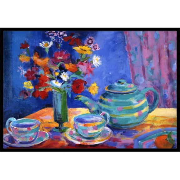 Blue Tea by Wendy Hoile Indoor or Outdoor Mat- 24 x 36