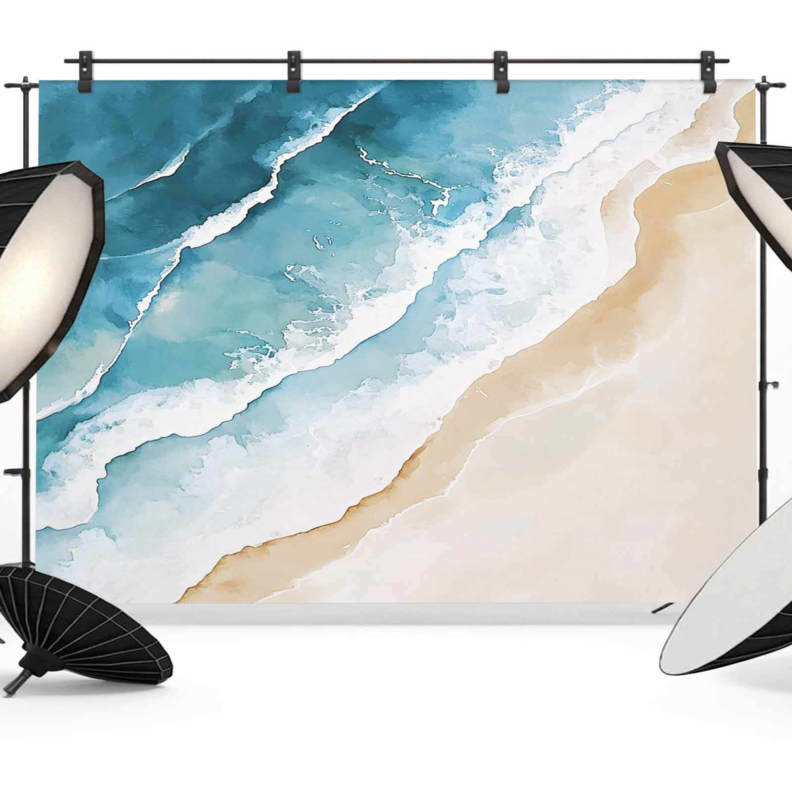Blue Teal Beach Coastal Backdrop for Photography,Fabric Photo ...