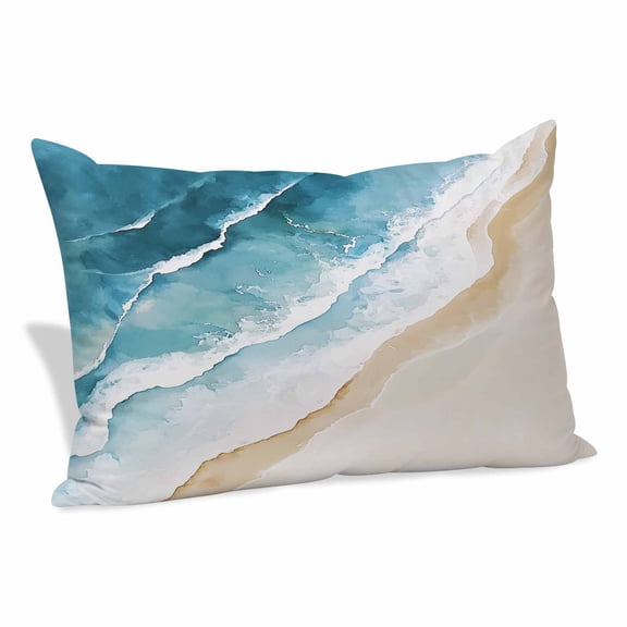 Blue Teal Beach Coastal Pillow Covers 24"x36", Summer Nautical Seaside Ocean Soft Brushed Microfiber Breathable Throw Pillow Covers, Pillowcase with Zipper for Couch Sofa Bedroom Living Room
