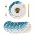 thumbnail image 1 of Blue Teal Beach Coastal Round Placemats Set of 6, Braided Polypropylene Place Mats, Summer Nautical Seaside Ocean Washable Table Mats for Kitchen Dinner Holiday Wedding Party Coffee Table Decor 15", 1 of 9