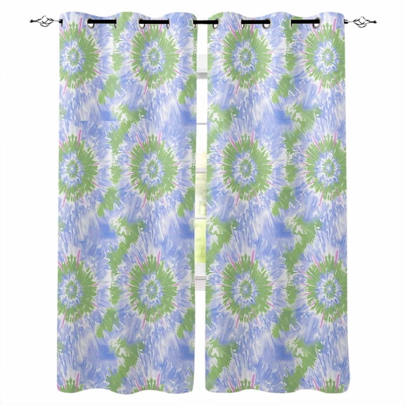Blue Teal Blackout Curtains 96 Inches Long,Thermal Insualted Grommet Curtains & Drapes,Modern Tie Dyeing Contemporary Abstract Art Room Darking Curtains for Living Room Bedroom 2 Panels 52"W x96"L