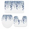 thumbnail image 1 of Blue Teal Botanical Bath Mat 3 Piece Bathroom Rug Set, Eucalyptus Leaves Pastoral Floral Non Slip Bath Rug Contour Mat and Toilet Lid Cover, Absorbent Shower Mats Soft Bath Rugs and Mats Sets, 1 of 8