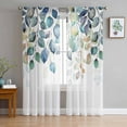 thumbnail image 1 of Blue Teal Botanical Sheer Curtains 84 Inches Long 2 Panels Set, Window Sheer Curtains for Living Room/Bedroom, Weeping Fall Eucalyptus Leaves Light Filtering Rod Pocket Curtain 52'' x 84'' x 2, 1 of 7
