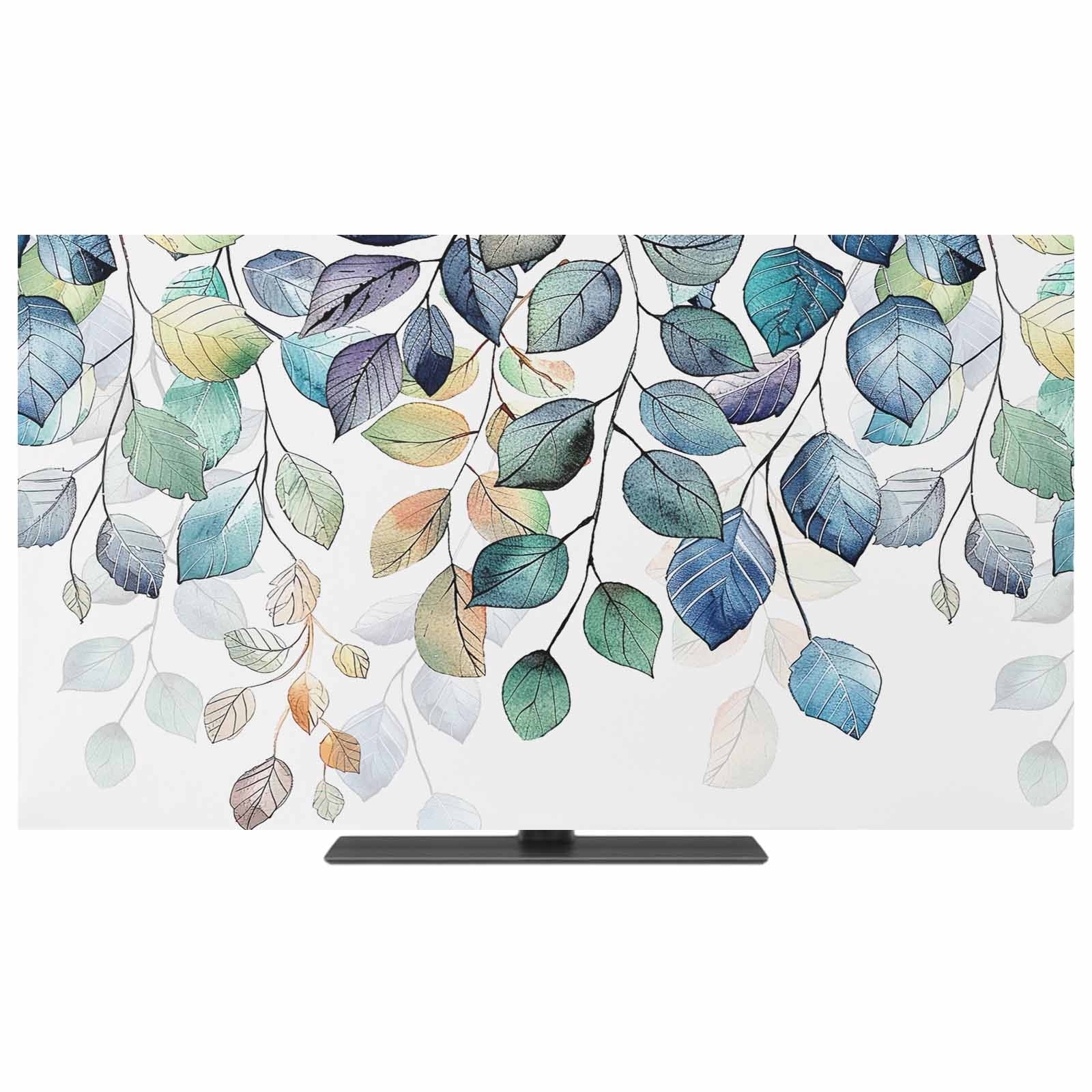 Blue Teal Botanical TV Dust Cover,Stretchable TV Screen Desktop ...