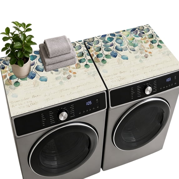Blue Teal Botanical Washer Dryer Top Protector Mat Non Slip,Weeping ...