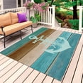 thumbnail image 1 of Blue Teal Brown Outdoor Rug for Patio/Deck/Porch, Non-Slip Large Area Rug 3 x 5 Ft, Anchor Nautical Coastal Ocean Wooden Indoor Outdoor Rugs Washable Area Rugs, Reversible Camping Rug Carpet Runner, 1 of 8