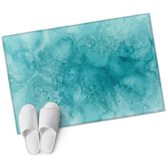Blue Teal Clouds Area Rug, Modern Abstract Art Fantasy Smoke Fog Rectangular Non-Slip Absorbent Washable Area Rug Felt Rubber Backing Indoor Carpet for Bedroom Living Room 2x3ft
