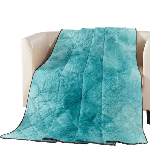 Blue Teal Clouds Quilted Comforters Cooling Blanket Oversized King Size, Modern Abstract Art Fantasy Smoke Fog Cold Comfort for Hot Sleepers Lightweight Air Conditioning Quilt Blanket for Bed