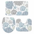 thumbnail image 1 of Blue Teal Coastal Bath Mat 3 Piece Bathroom Rug Set, Summer Beach Coral Shell Starfish Non Slip Bath Rug Contour Mat and Toilet Lid Cover, Absorbent Shower Mats Soft Bath Rugs and Mats Sets, 1 of 8