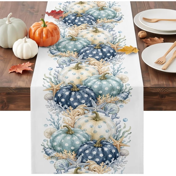 Dc Runner Blue Teal Coastal Fall Table Runner 13