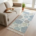thumbnail image 1 of Blue Teal Coastal Kitchen Runner Rug 2'x4', Summer Beach Coral Shell Starfish Washable Rug with Tassels, Non Slip Woven Cotton Bathroom Rugs Hallway Carpet for Foyer Bedroom Entry Back Door Decor, 1 of 9