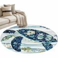 thumbnail image 1 of Blue Teal Coastal Round Rug 4ft Area Rug Washable Soft Non-Slip 4' Circle Low Pile Rugs Sea Turtle Summer Beach Starfish Carpet for Bedroom Living Room Entryway Home Office Dining Room, 1 of 8