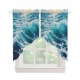 thumbnail image 1 of Blue Teal Coastal Swag Valances for Windows, Sea Nautical Ocean Summer Beach Rod Pocket Sheer Valances for Small Windows, Swag Toppers Light Filtering for Kitchen Living Room 2 Panels 36''x36'', 1 of 6