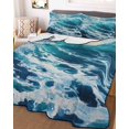 thumbnail image 1 of Blue Teal Coastal Twin Size Down Alternative Comforter, Lightweight Comforter Quilt Bedding Set with Pillow Shams Sea Nautical Ocean Summer Beach All Seasons Bed Comforter Duvet Insert 68"x86", 1 of 7