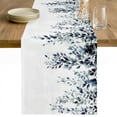 thumbnail image 1 of Blue Teal Eucalyptus Cotton Linen Rectangle Table Runners 13"x48", Weeping Botanical Leaf Watercolor Coffee Table Runner Dresser Scarves Luxury Table Runners for Wedding Party Banquet Dinner Decor, 1 of 8