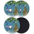 thumbnail image 1 of Blue Teal Gnomes Christmas Coasters Set of 4, Absorbent Coasters for Drinks, Xmas Tree Balls Snowflake Coaster for Desk Coffee Table Protection, Home Decor House Warming Gifts 4", 1 of 8