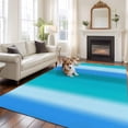 Blue Teal Green Ombre Washable Area Rug 8x10 Modern Vertical Striped ...