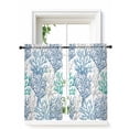 thumbnail image 1 of Blue Teal Grey Coral Coastal Curtains 45 Inch Length,Sheer Curtains for Bedroom Living Room Window Summer Beach Nautical Ocean Rod Pocket Drapes Kitchen Curtains Small Half Window 52"x45" 2 Panels, 1 of 7