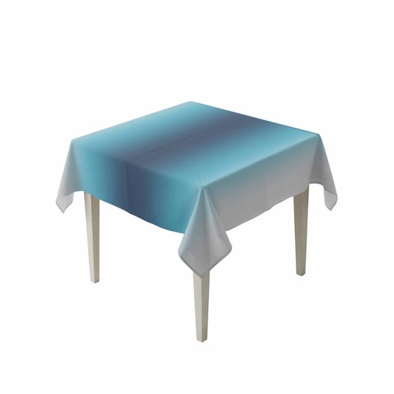 Blue Teal Grey Ombre Table Cloth, Waterproof Tablecloth for Square Tables, Farmhouse Gradient Minimalist Reusable Washable Fabric Table Cover for Restaurant Kitchen Dining Tables 60"x60"