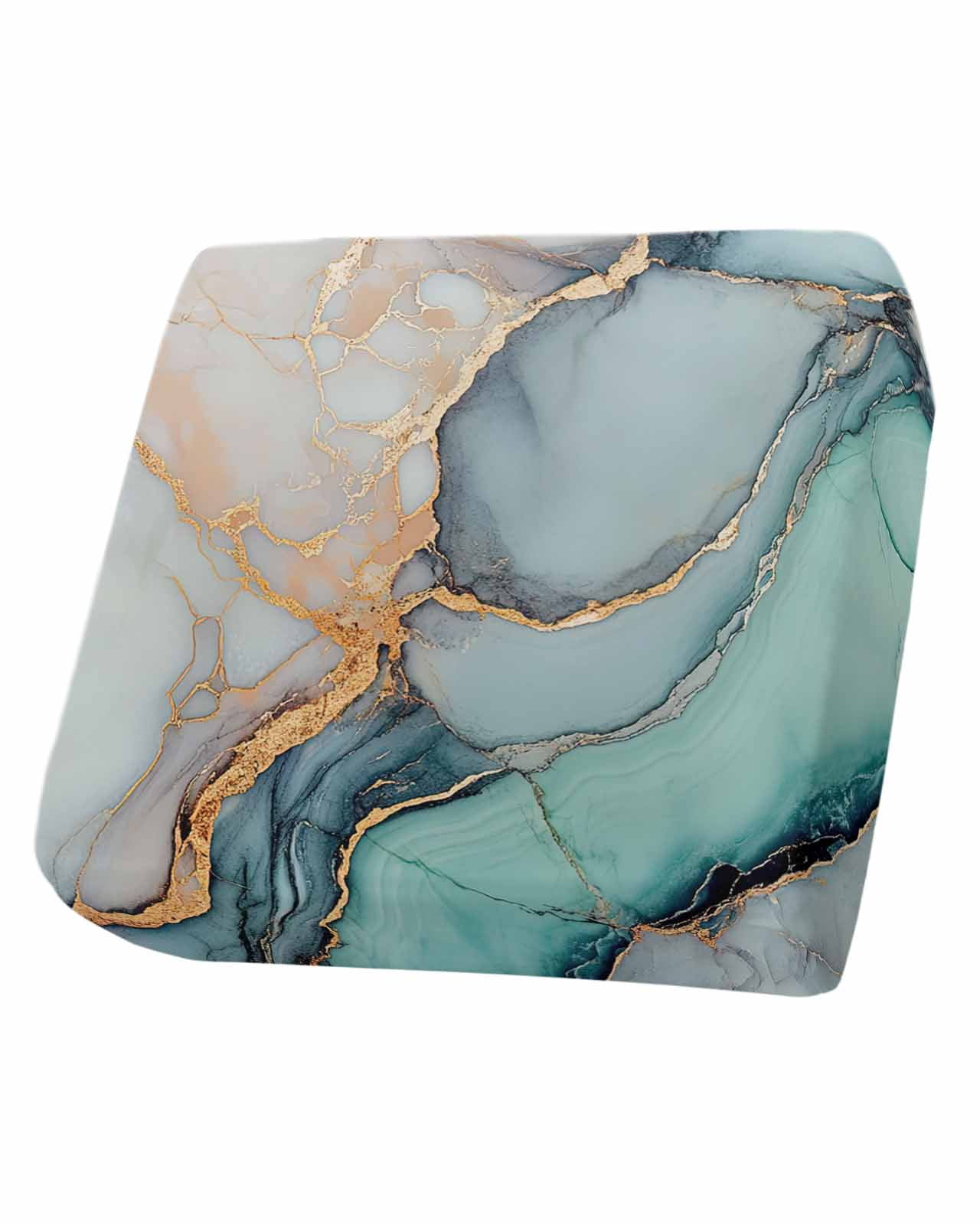 Blue Teal Marble Couch Cushion Covers, Stretch Seat Cushion Covers for Sectional Sofa, Modern Ink Painting Abstract Individual Sofa&nbsp;Slipcovers Furniture Protector with Elastic&Straps Small 1Pcs