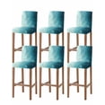 thumbnail image 1 of Blue Teal Ombre Bar Stool Covers Set of 6, Coastal Beach Modern Abstract Art Stretch Washable Bar Chair Covers with Backs, Removable Pub Counter Height Chair Cover for Kitchen Dining Room Cafe, 1 of 7