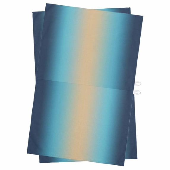 Blue Teal Ombre Kitchen Towels Set of 2, Water Absorbent Dish Towel, Modern Yellow Gradient Farmhouse Art Decorative Hand Towels - Quick Drying Cloth for Cooking Baking, 18x28 Inch