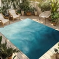 thumbnail image 1 of Blue Teal Ombre Outdoor Rug for Patio/Deck/Porch, Non-Slip Large Area Rug 4 x 6 Ft, Coastal Beach Modern Abstract Art Indoor Outdoor Rugs Washable Area Rugs, Reversible Camping Rug Carpet Runner, 1 of 8