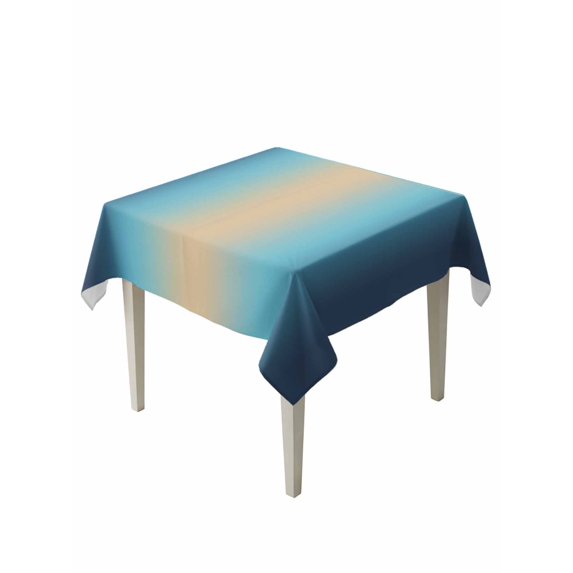 Blue Teal Ombre Table Cloth, Waterproof Tablecloth for Square Tables, Modern Yellow Gradient Farmhouse Art Reusable Washable Fabric Table Cover for Restaurant Kitchen Dining Tables 54"x54"