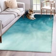 thumbnail image 1 of Blue Teal Ombre Washable Area Rugs 3'x5', Coastal Beach Abstract Modern Low Pile Throw Living Room Rug Non-Slip Sturdy Edge Binding Carpet for Indoor Entryway Bedside Kitchen, 1 of 9