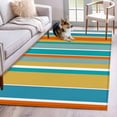 thumbnail image 1 of Blue Teal Orange Striped Area Rug 4x6 Washable Rug Non Slip Farmhouse Stripe Large Area Rug Indoor Floor Carpet for Entryway Bedroom Kitchen Living Room Home Office Dining Room Nursery, 1 of 8