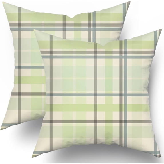 Blue Teal Pillow Covers 18x18 Set of 2 Light Blue Grey Buffalo Plaid Holiday Decorative Throw Pillows Spring Summer Decorations Pillowcase Cotton Square Cushion Cover Decor for Home Couch Bed Soft