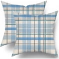 thumbnail image 1 of Blue Teal Pillow Covers 20x20 Light Blue Grey Buffalo Plaid Holiday Decorative Throw Pillows Spring Summer Decorations Pillowcase Cotton Square Cushion Cover Decor for Home Couch Bed Soft Set of 2, 1 of 6