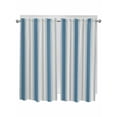 thumbnail image 1 of Blue Teal Striped Bathroom Window Curtain, Modern Farmhouse Stripe Light Filtering Coffee Kitchen Curtains, Bedroom Living Room Curtains 2 Panel 84"x63", 1 of 6